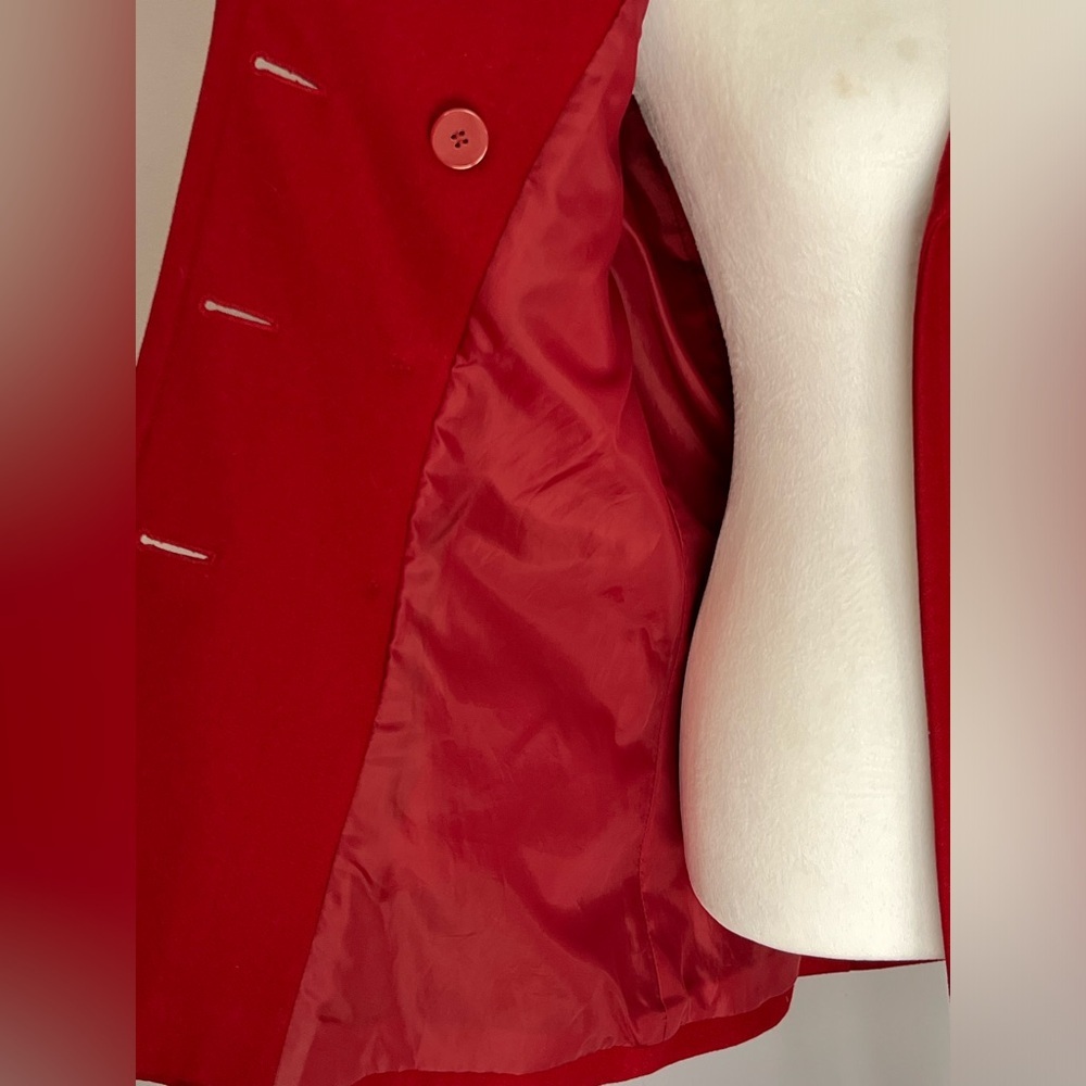 ❌SOLD❌Vintage Red Wool Double Breasted Peacoat Jacket Women’s Size Medium Coat - Picture 8 of 11